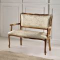 2-Sitzer-Sofa aus hellbeigem und goldenem Blumenstoff, hergestellt in Italien – Stein