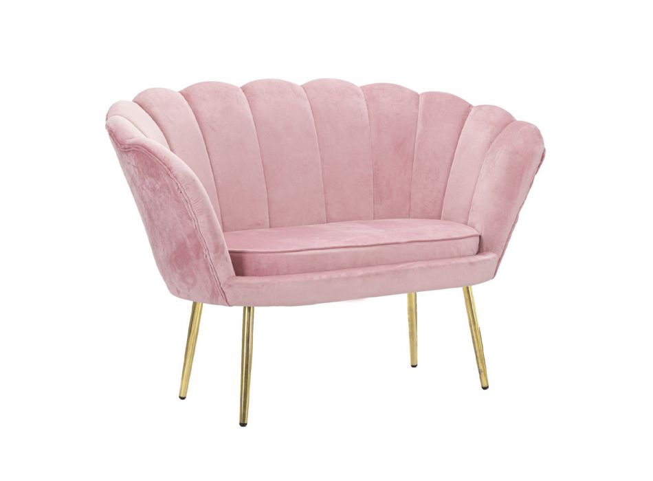 Modernes 2-Sitzer-Sofa aus Samt mit goldenen Eisenfüßen - Annina Viadurini