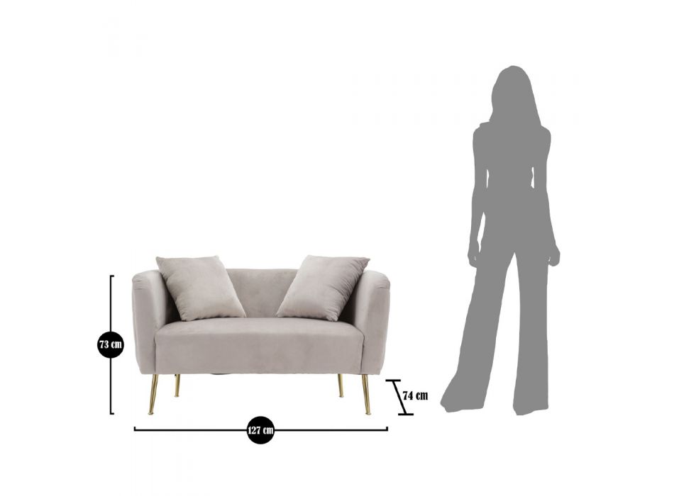 2-Sitzer-Sofa mit Samtbezug und Eisenfüßen - Annetta