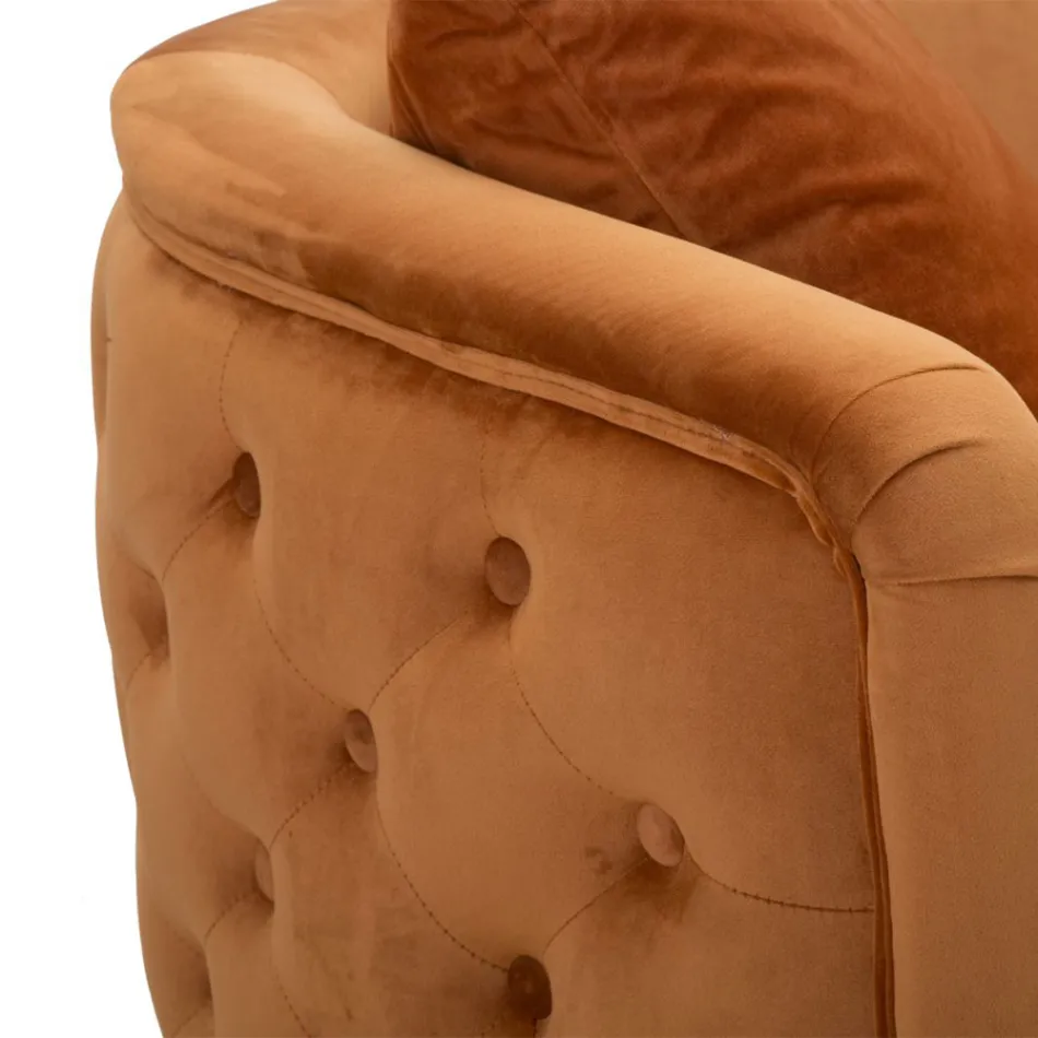 Zweisitzer-Sofa in Designer-Samt, Holz- und Eisenstruktur - Renita Viadurini