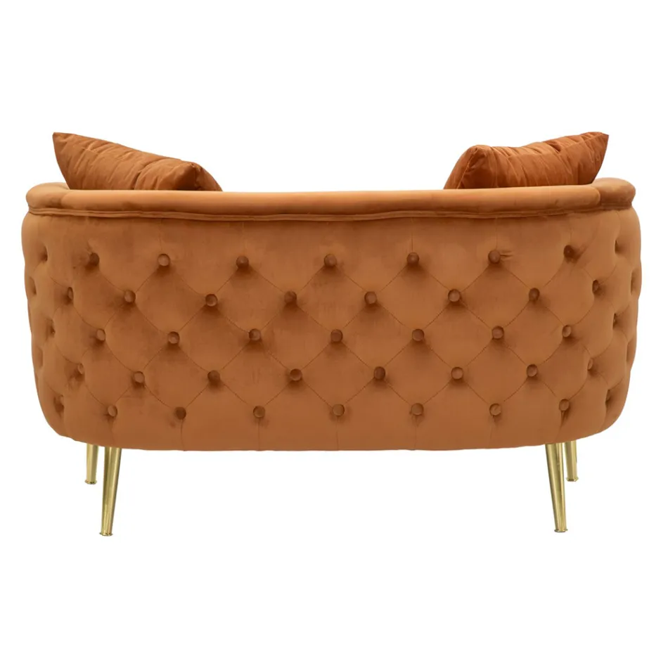 Zweisitzer-Sofa in Designer-Samt, Holz- und Eisenstruktur - Renita Viadurini