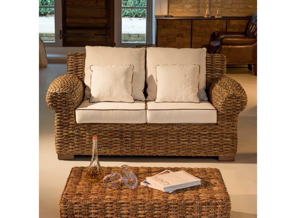 2- oder 3-Sitzer-Outdoor-Sofa in Abaca mit Kissen - Lagertha Viadurini