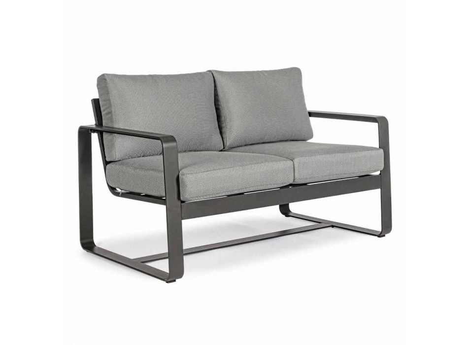 2-Sitzer-Outdoor-Sofa aus Aluminium mit Stoffkissen - Mirea Viadurini