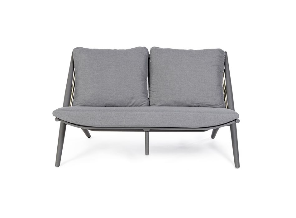 2-Sitzer-Außensofa aus Aluminium und Seil mit Kissen, Homemotion – Gillian Viadurini