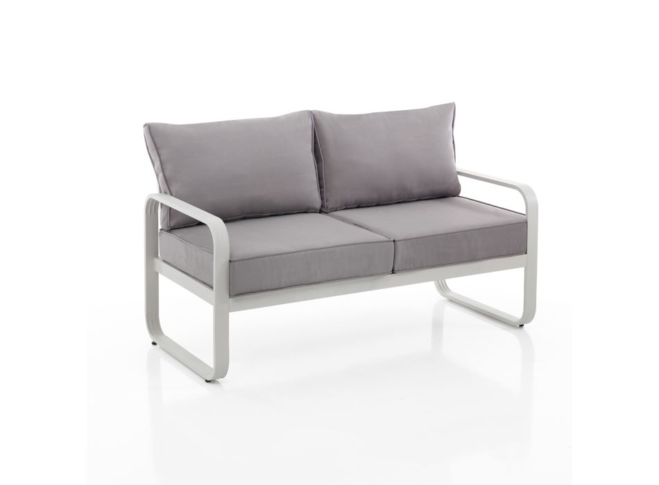 2-Sitzer-Außensofa aus Aluminium und Kissen mit Polyesterbezug - Avoir Viadurini
