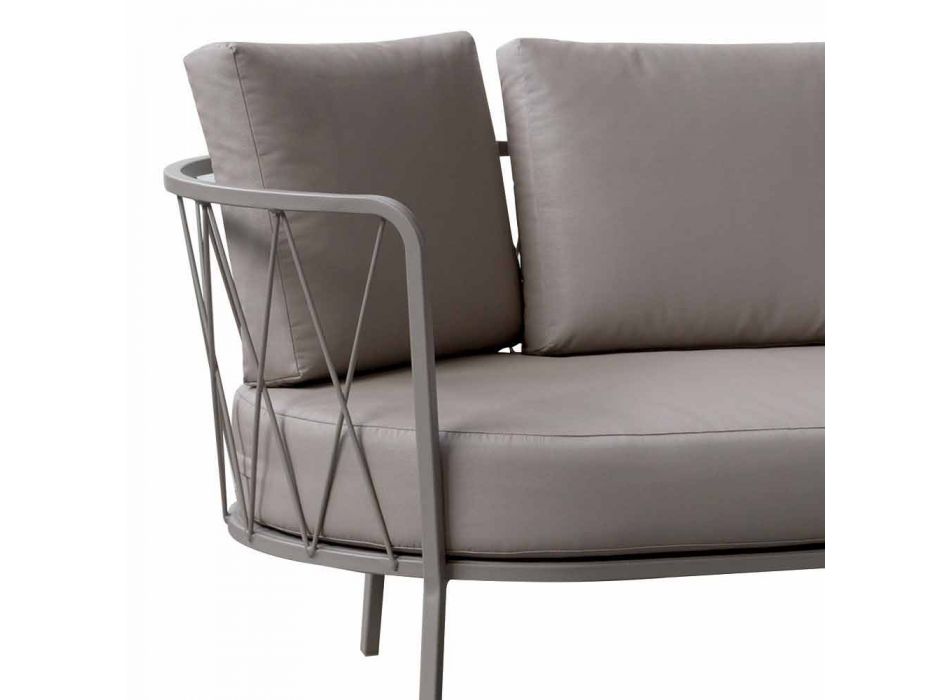 2-Sitzer-Outdoor-Sofa aus Metall und Stoff mit Kissen Made in Italy - Olma Viadurini