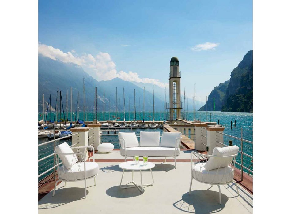 2-Sitzer-Outdoor-Sofa aus Metall und Stoff mit Kissen Made in Italy - Olma