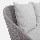 2-Sitzer Outdoor-Sofa aus Stoff mit Teakstruktur, Homemotion - Azeno Viadurini