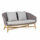 2-Sitzer Outdoor-Sofa aus Stoff mit Teakstruktur, Homemotion - Azeno Viadurini