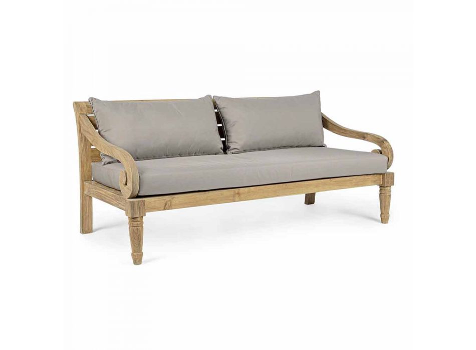 2-Sitzer Gartensofa aus Teakholz mit abnehmbaren Kissen, Homemotion - Harry Viadurini