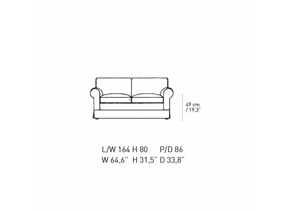 2-Sitzer-Sofa gepolstert und bezogen mit Stoff Made in Italy - Andromeda