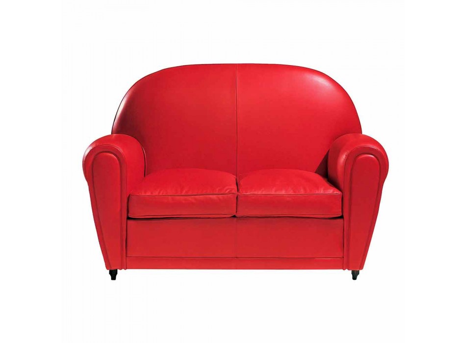 2-Sitzer-Sofa mit Lederbezug und lackierten Füßen Made in Italy - Pegolo Viadurini