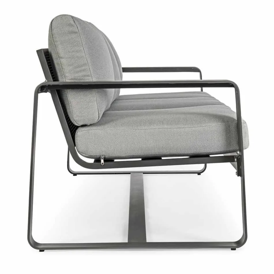 3-Sitzer-Outdoor-Sofa mit Rückenkissen und Sitz aus Stoff - Mirea Viadurini