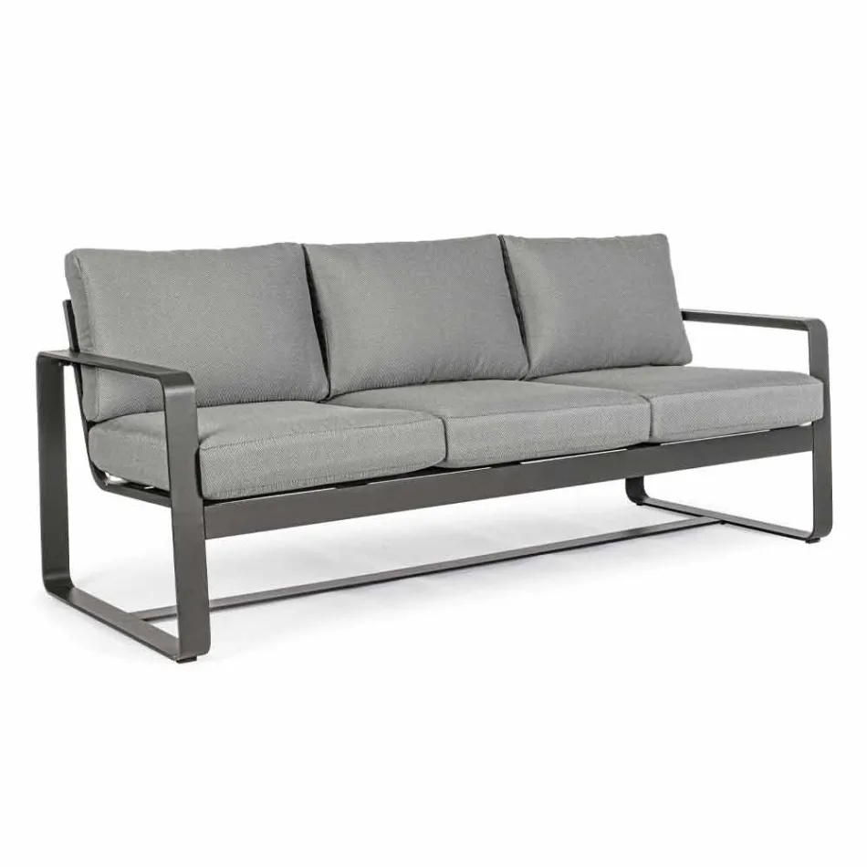3-Sitzer-Outdoor-Sofa mit Rückenkissen und Sitz aus Stoff - Mirea Viadurini