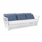 3-Sitzer-Outdoor-Sofa aus weißem oder schwarzem Aluminium und blauen Kissen - Cynthia Viadurini