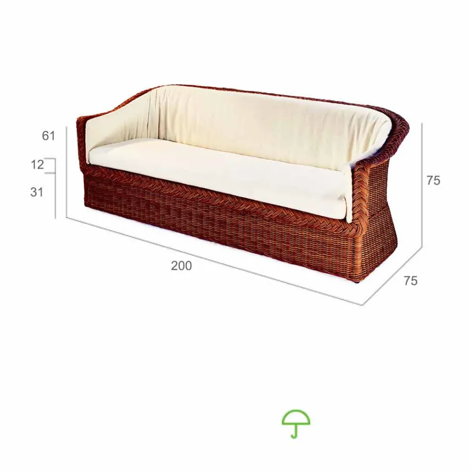 3 Sitzer Outdoor Polyethylen geflochtene in Oslo Hand Viadurini