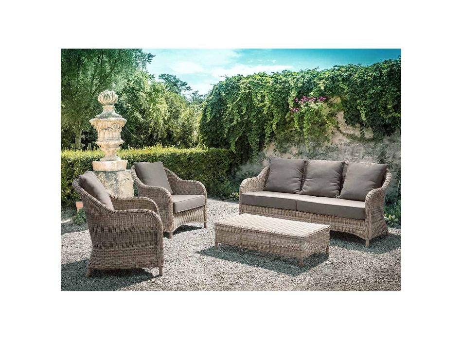 3-Sitzer-Gartensofa aus gewebter Faser des Homemotion-Designs - Casimiro Viadurini