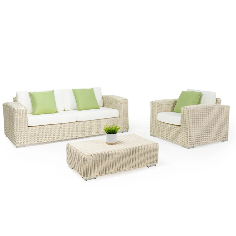 3-Sitzer Gartensofa aus handgewebtem Polyrattan - Yoko Viadurini