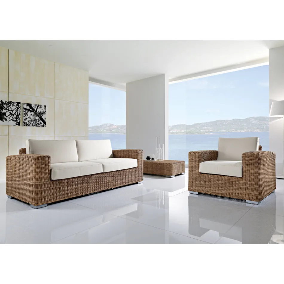 3-Sitzer Gartensofa aus handgewebtem Polyrattan - Yoko Viadurini