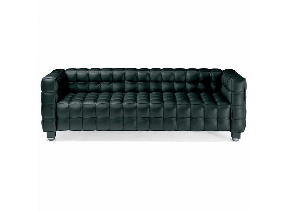 3-Sitzer-Sofa aus hochwertigem Made in Italy Leder mit Steppeffekt - Vesuv Viadurini