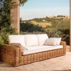 3-Sitzer oder Maxi-Gartensofa aus natürlichem Rattan mit Kissen - Keira Viadurini