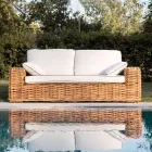 3-Sitzer-Sofa oder Maxi Garden aus natürlichem Rattan mit Kissen - Keira Viadurini