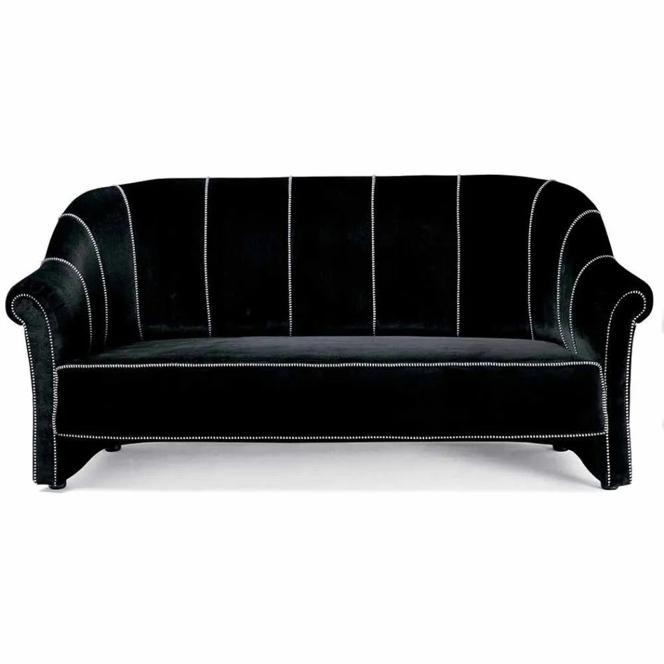 3-Sitzer-Sofa mit Samtbezug und weißen Nähten Made in Italy - Caster Viadurini