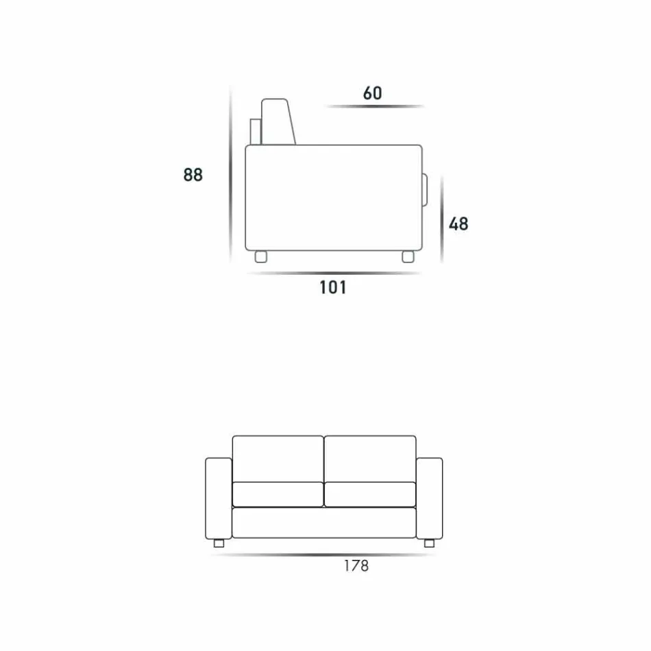 2-Sitzer-Sofa maxi moderne Kunstleder / Stoff in Italien Mora Viadurini