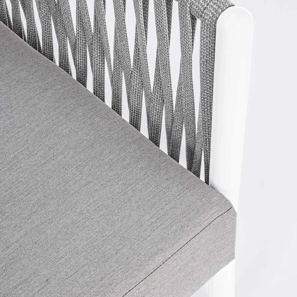 Homemotion - Rubio 3-Sitzer Design Outdoor-Sofa in Weiß und Grau Viadurini