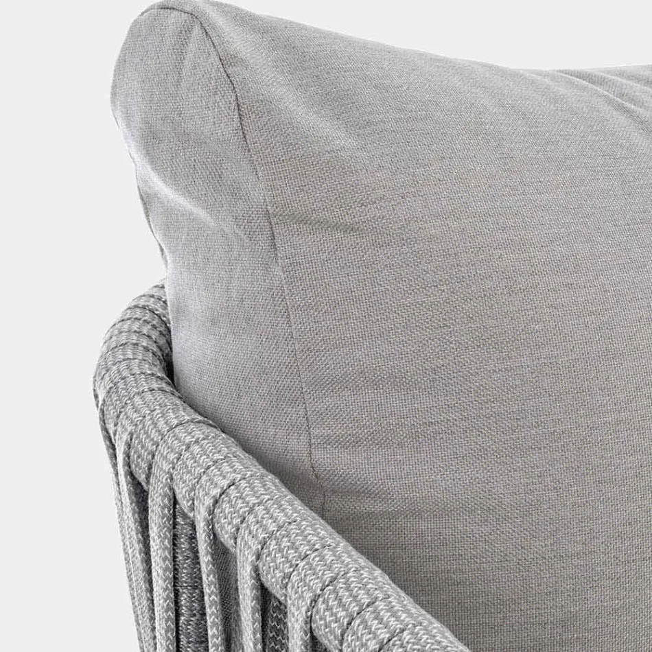 Homemotion - Rubio 3-Sitzer Design Outdoor-Sofa in Weiß und Grau Viadurini