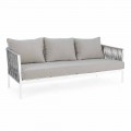 Homemotion - Rubio 3-Sitzer Design Outdoor-Sofa in Weiß und Grau