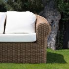 3-Sitzer-Sofa im Freien aus synthetischem Rattan und weißem oder Ecru-Stoff - Yves Viadurini