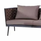 3-Sitzer-Gartensofa aus Aluminium und Seil mit Stoffkissen - Rasti Viadurini