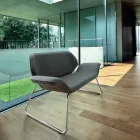 Sofa aus verchromtem Stahl und echtem Rinds Cesare Viadurini