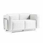 Sofa mit zwei modernen Orten in weißem Kunstleder und Chromteile Bugle Viadurini