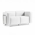 Sofa 2 Sitzer aus Kunstleder weiß in modernem Design Bugola