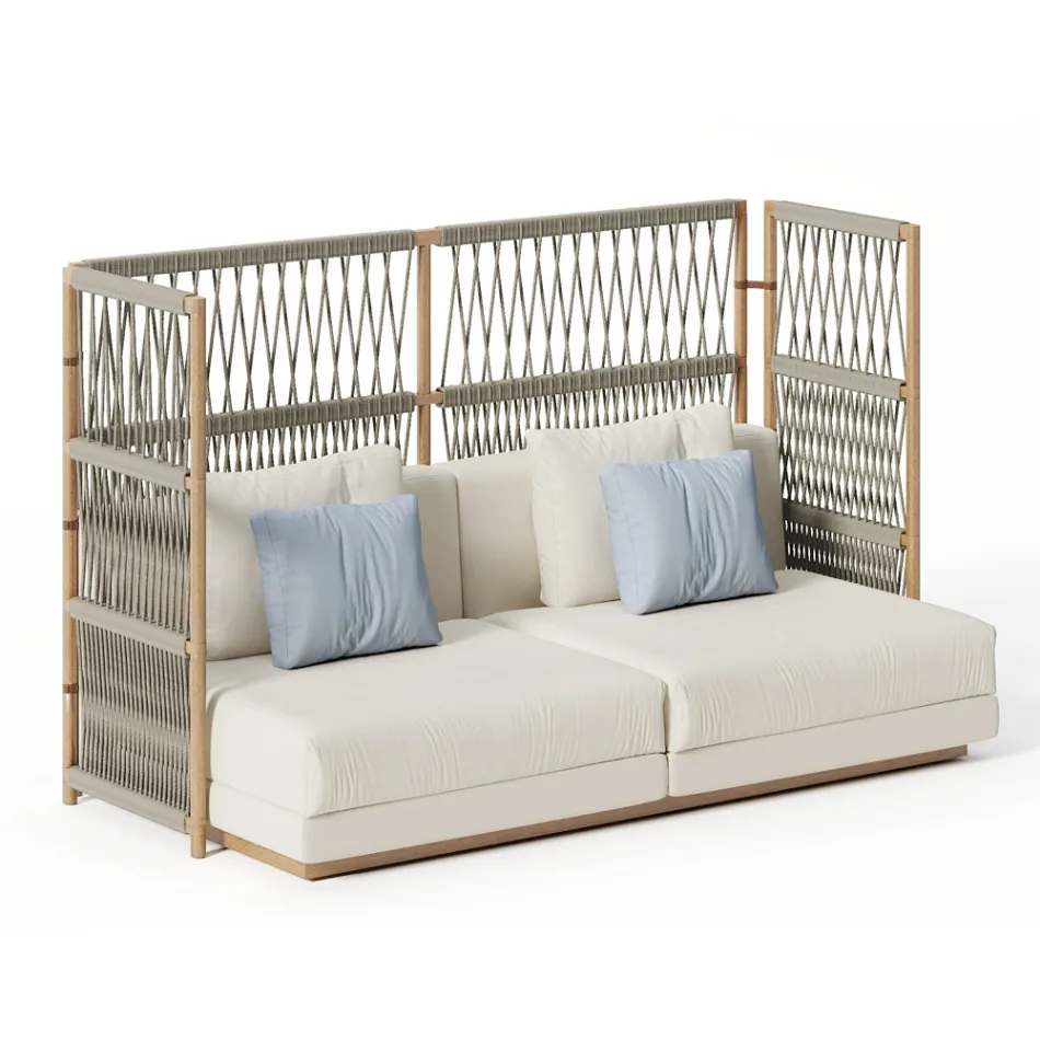 Anbau-Gartensofa mit C-förmiger Struktur aus Holz Made in Italy - Rubik Viadurini