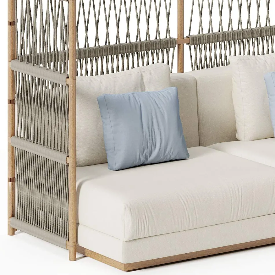 Anbau-Gartensofa mit C-förmiger Struktur aus Holz Made in Italy - Rubik Viadurini