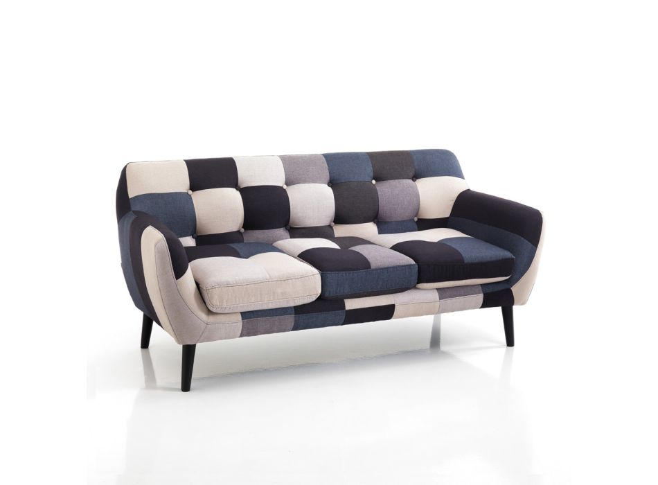 2- oder 3-Sitzer-Sofa aus mehrfarbigem Stoff – Kobalt Viadurini