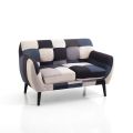 2- oder 3-Sitzer-Sofa aus mehrfarbigem Stoff – Kobalt