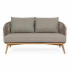 Outdoor-Sofa 2 oder 3 Sitzplätze aus Holz und taubengrauem Homemotion-Stoff - Luana Viadurini