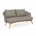 Outdoor-Sofa 2 oder 3 Sitzplätze aus Holz und taubengrauem Homemotion-Stoff - Luana