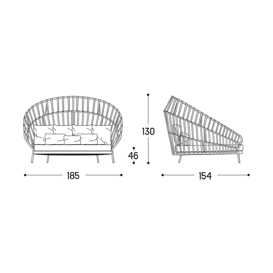 Outdoor-Sofa mit Kissen inklusive Made in Italy - Emmacross von Varaschin Viadurini