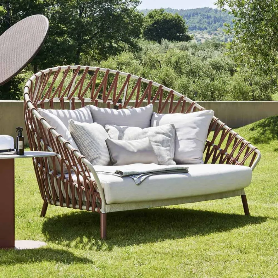 Outdoor-Sofa mit Kissen inklusive Made in Italy - Emmacross von Varaschin Viadurini