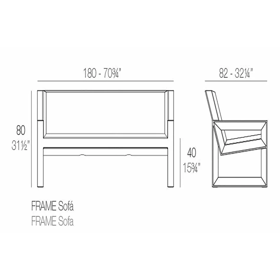 Frame by Vondom Outdoor-Sofa, aus Polyethylenharz, Design Viadurini