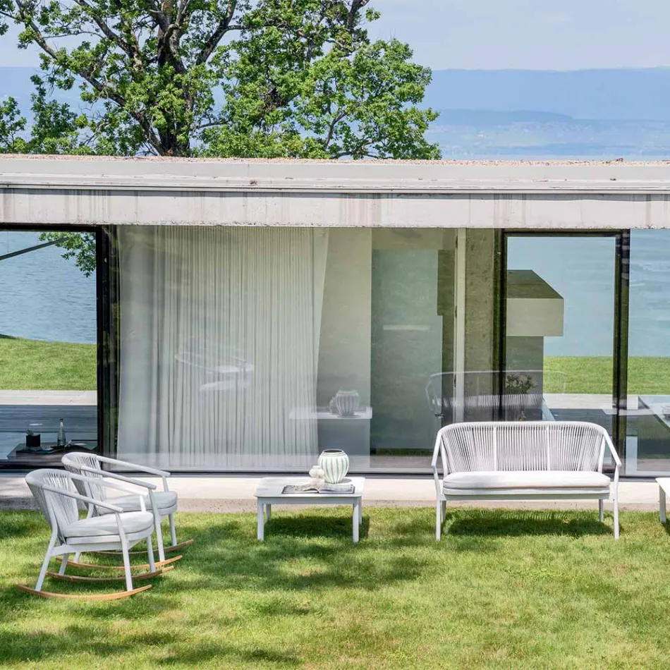 Stapelbares Zweisitzer-Sofa gepolsterter Stoff im Freien - Smart von Varaschin Viadurini