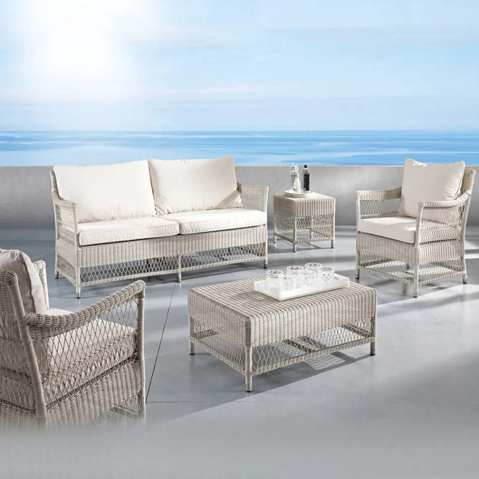 Outdoor-Sofa aus handgewebtem Polyrattan - Gigi Viadurini