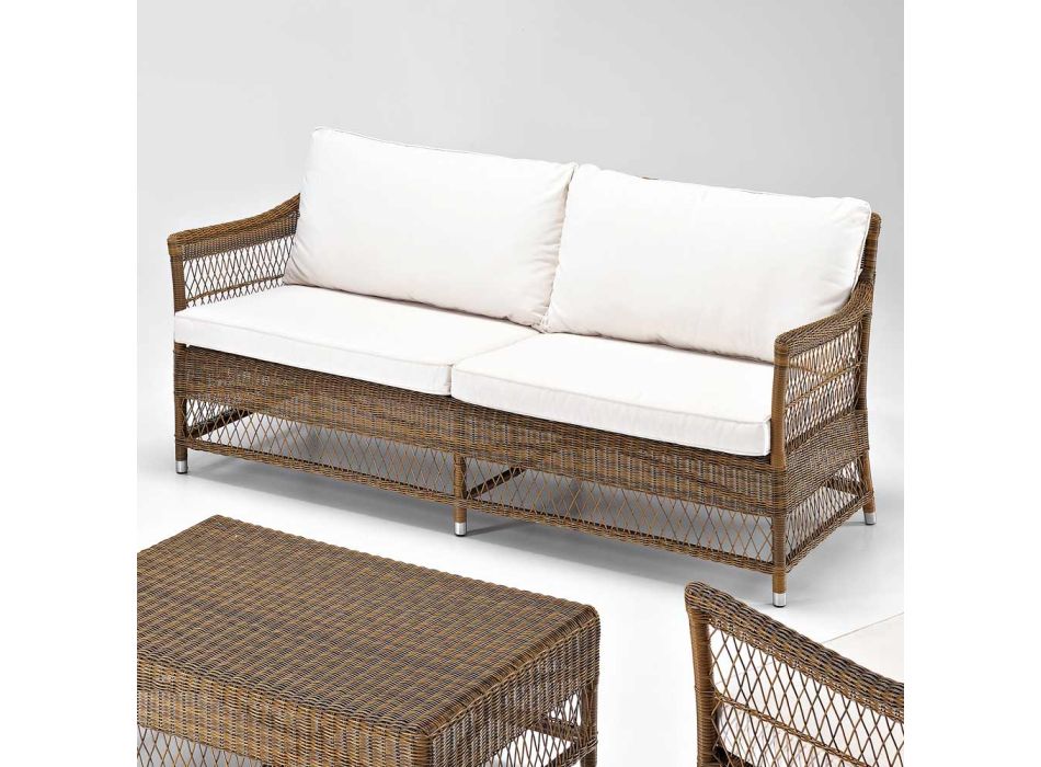 Outdoor-Sofa aus handgewebtem Polyrattan - Gigi Viadurini