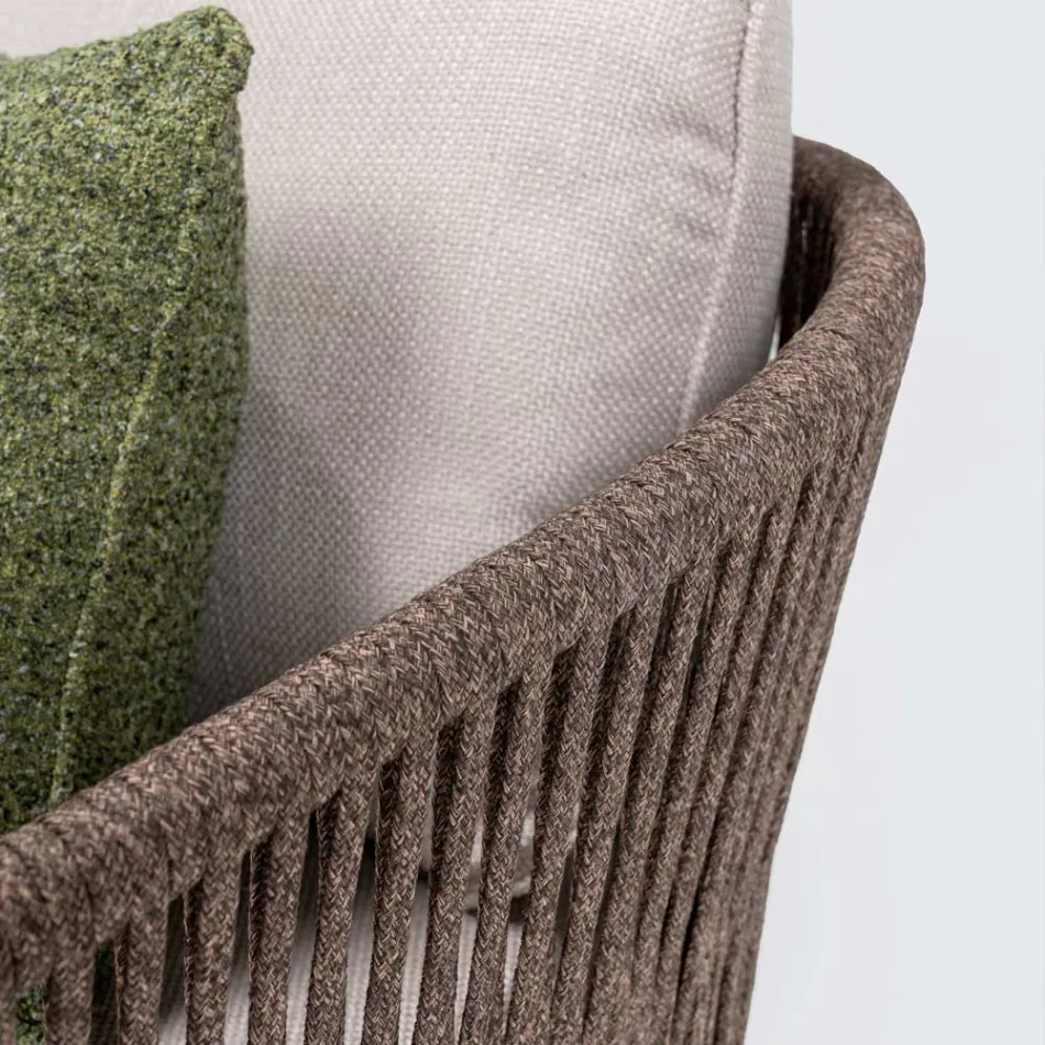 Outdoor-Sofa aus Teakholz und Polyethylengeflecht - Jhon Viadurini