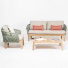 Outdoor-Sofa aus Teakholz und Polyethylengewebe - Jhon Viadurini